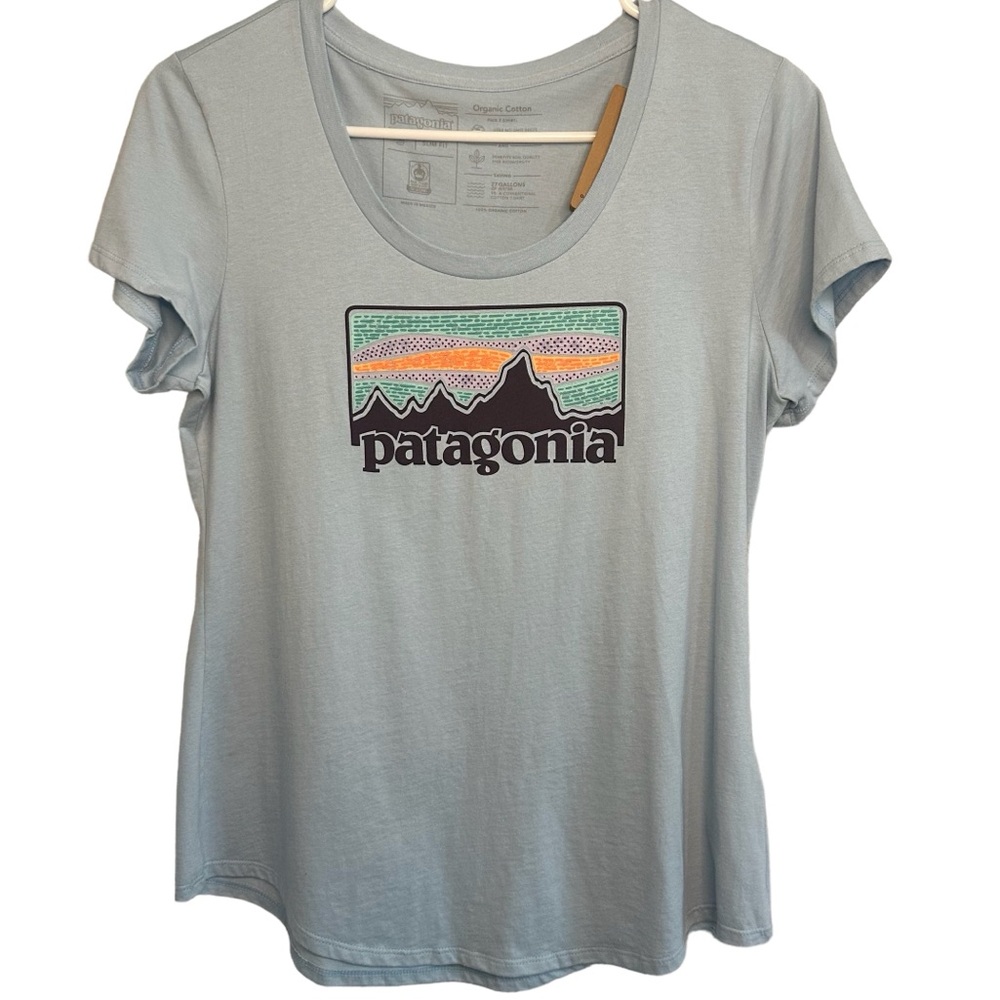 Patagonia Light Blue Logo Graphic Short Sleeve Tee